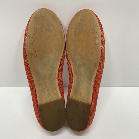 Sam Edelman Falcon Orange Coral Woven Raffia Ballet Flats Women's US 9M EUR 39 - Picture 7 of 11